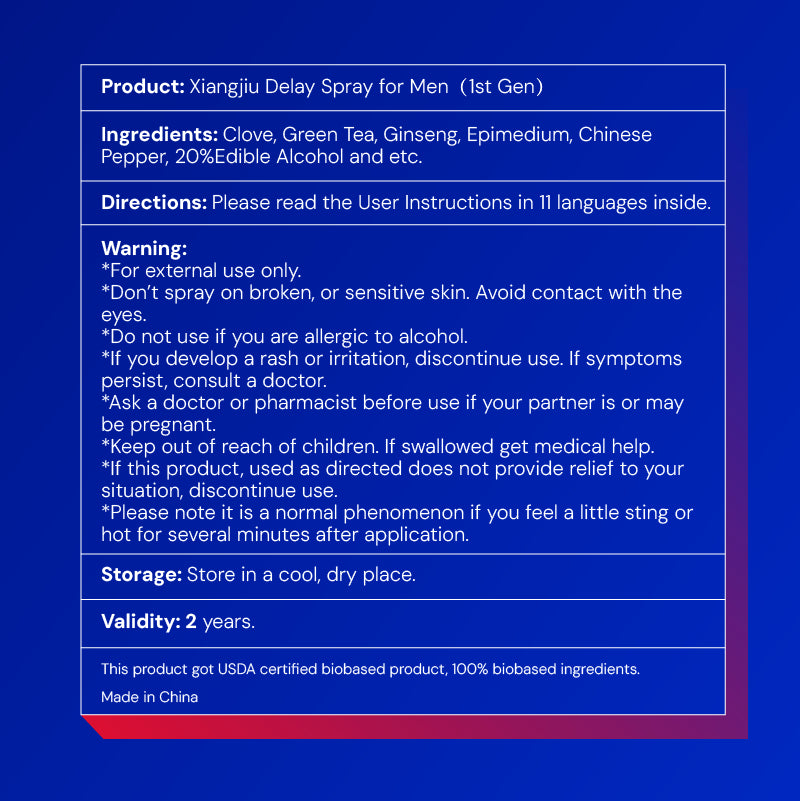 Xiangjiu Delay Spray Gen 1 – Natural Male Desensitizer for Longer Performance - xiangjiustore