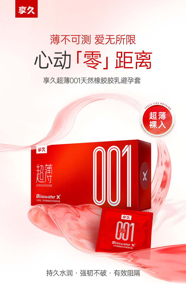 Xiangjiu Ultra Thin 001 Condoms – Natural Latex, Super Hydrating – 12 Count